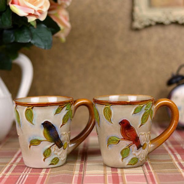 

европейский гордеолум керамических ремесел птицы пары щеточных кружков чашка отель и кухня ванной чашку с блюдцем пивной кружки