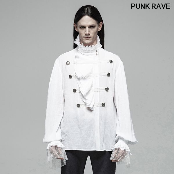 

готическая свободная партия этап клуб свадьба мужская рубашка мода великолепная частичная планка lotus leaf блузка панк рейв wy-1031ccm, White;black