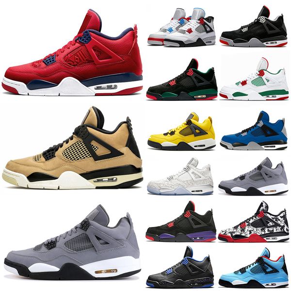 

высокое качество 2019 новый 4s черный белый цемент graffiti cactus прохладный серый og mens basketball обувь дизайнер 4 travis скоттс бред р, White;red