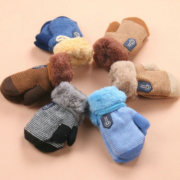 

new winter warm fashion cute baby girls boys toddler children kids casual acrylic gloves size 6m -3 years, White
