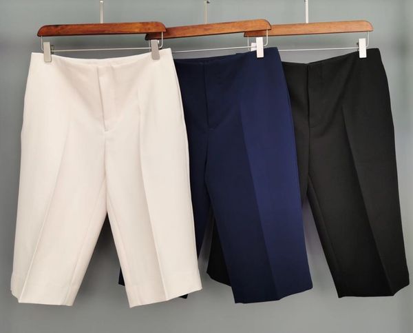 

2019 женская мода сыпучие повседневные пятиточечные брюки 0110, Black;white