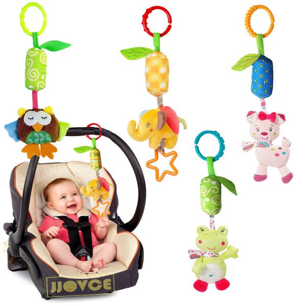 

4pcscartoon animal wind chime baby wind chime baby stroller pendant rabbit parrot elephant frog trailer hanging bed bell built-in bb machine