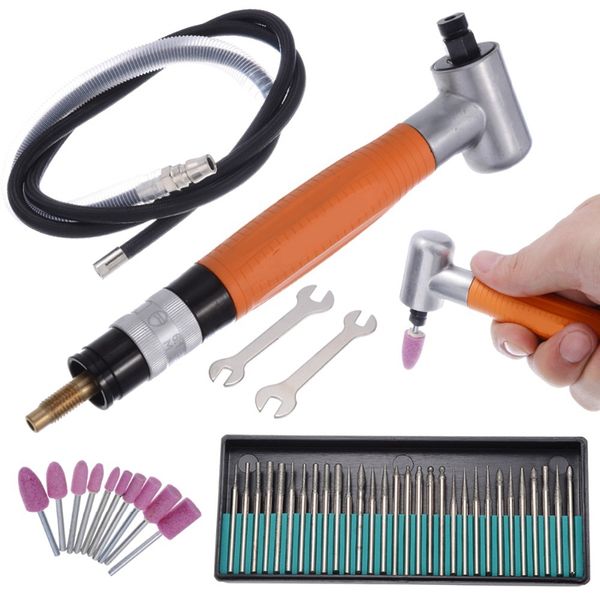 Freeshipping Degree Angle Air Die Grinder Mini Grinder Pneumatic Polisher Tool Set Utensile abrasivo per la lucidatura dei metalli