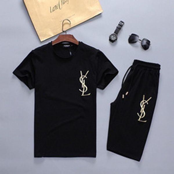 

trendy men's short sportswear fashion casual sportswear with letter printed contract color t-shirt with summer beach shorts, Gray