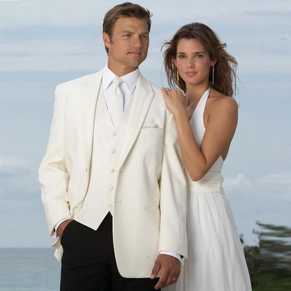 Ivory Mens Beach Wedding Suits 2019 Groom Wear Tuxedos Jacket Pants Vest Slim Fit Bridegroom Prom Suits Blazer Costume Homme Nz 2019 From Kenthy Nz