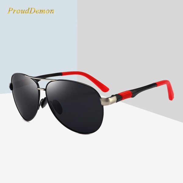

prouddemon 2019 metal pilot polarized men sunglasses brand designer classic sun glasses for male anti-glare eyewear, White;black