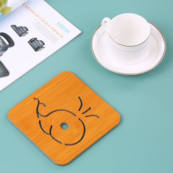 

kitchen heat resistant coffee juice cup pad pot holder table decoration cute wooden table mat bamboo for dinning room
