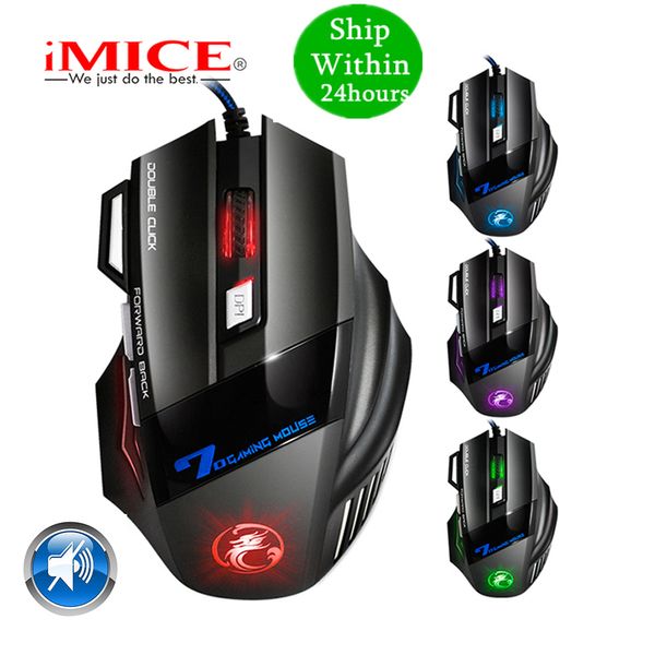 

imice professional wired silent gaming mouse 7 button 5500 dpi led optical usb computer mouse gamer mice x7 game mouse silent