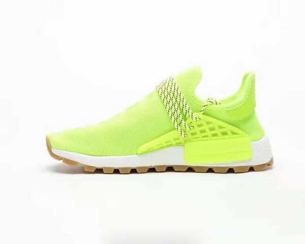 

with box)pharrell hu trail sneaker men women solar yellow white gum volt running shoes