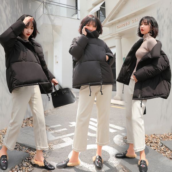 

winter clothes loose coat chic down cotton woman oversize cotton-padded jacket tide ins bread serve woman short fund, Black