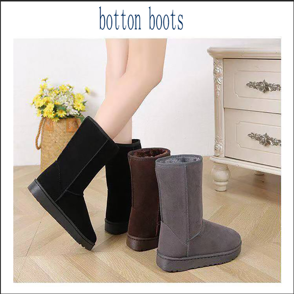 

winter flannelette thickened high snow boots korean version of high insulation shoes flat-bottomed cotton boots, Black
