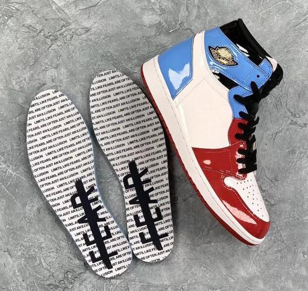 

new 1 high og fearless chicago red white unc blue basketball shoes men women 1s fearless sports sneakers with box