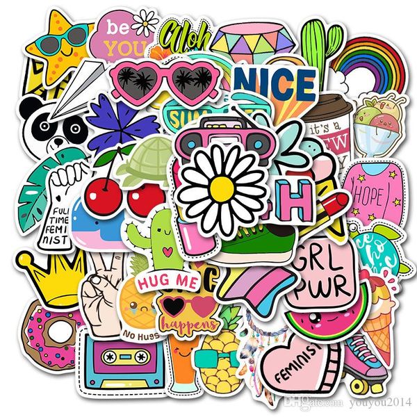 

50pcs/set poster small waterproof skateboard stickers cute cartoon for notebook lapbottle helmet car sticker pvc guitar decals