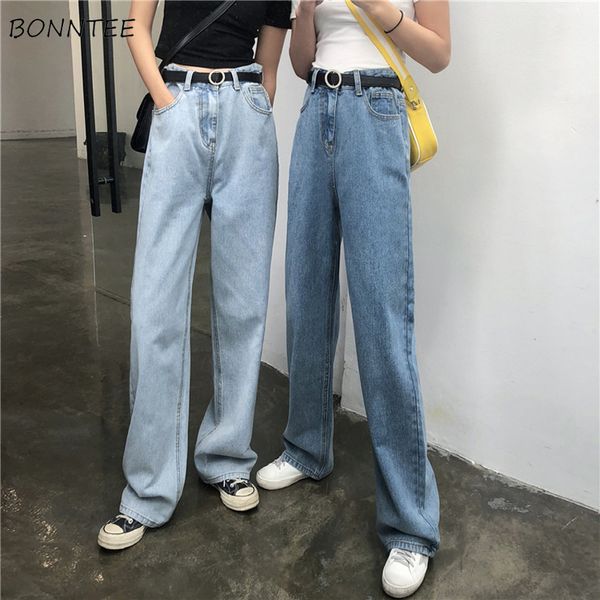 

jeans women high waist trendy elegant all-match high-quality korean style retro leisure daily womens female lovely simple 2019, Blue