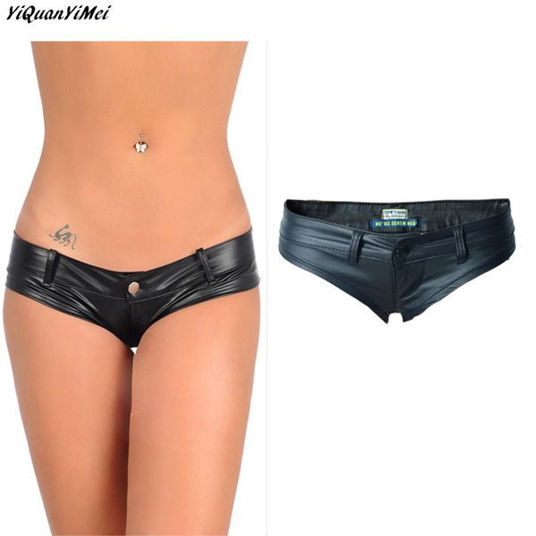 

yiquanyimei 2020 new fashion mini shorts faux leather booty shorts micro mini jeans cheeky bikini short pants bottom short, White;black