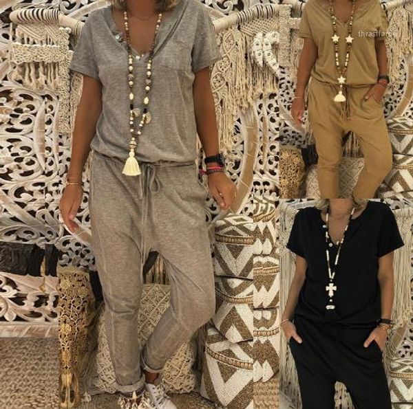 

short sleeve designer clothing womens casual solid color rompers fashion v neck slim jumpsuits womens, Black;white