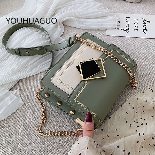 

chain pu leather crossbody bags for women 2020 small shoulder messenger bag special lock design female travel handbags