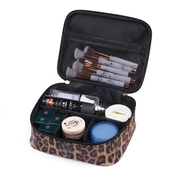 

многофункциональный путешествия женщины туалетные принадлежности косметичка леопардовый узор макияж сумка портативный организатор водонепрон