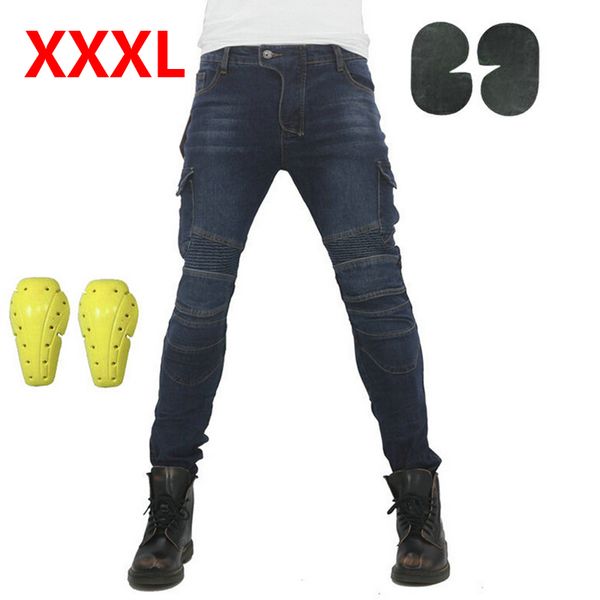 

motorcycle rider jeans denim biker dark blue trousers combat pants 4 pads gear