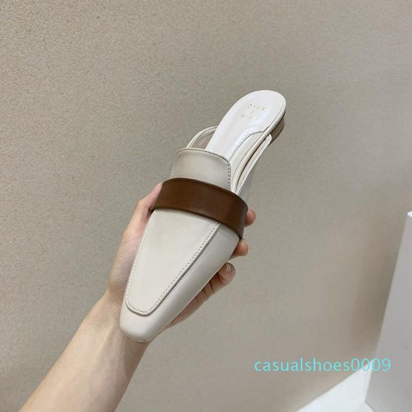 

роскошные туфли дизайнеры женской обуви корейских женщин одного символа ремень засов плоским дном верхней одежды мюллер полу-тапочки с09, Black