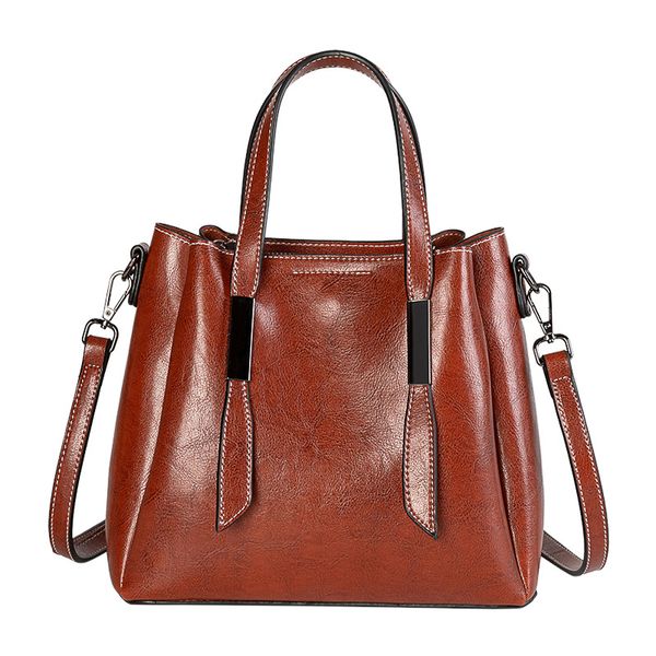 

new women's bag 2020 retro oil wax leather large capacity tote handbag single shoulder messenger bag
