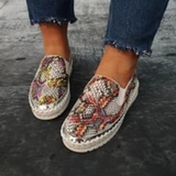 

xnhnsnake printing sneakers spring autumn women flat vulcanized shoes new pu leather female slip on fashion platform woman shoes, Black