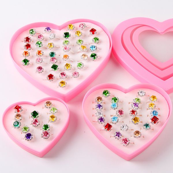 

36pcs дети именины пользу мультфильм кристаллический камень жемчужные кольца принцессы кольцо питания вечеринка душа ребенка девушка подарок