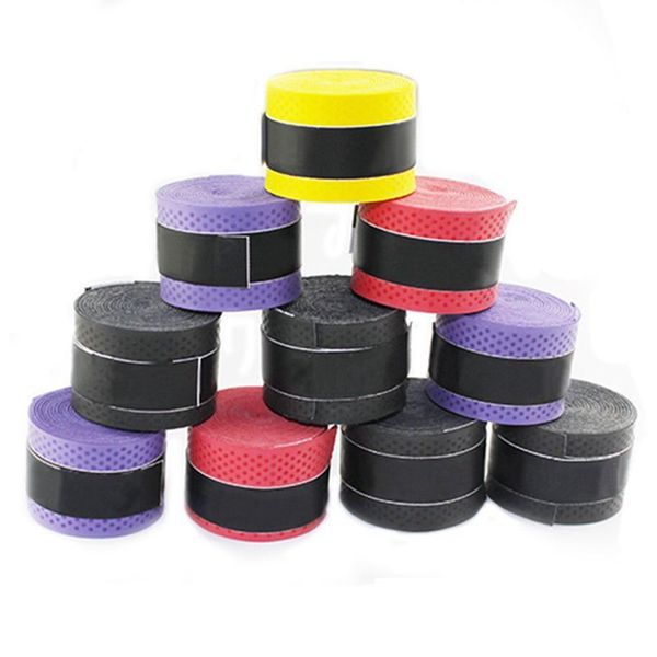 

10pcs anti-slip badminton tennis racquet racket grip overgrip tape (random color, Yellow;black