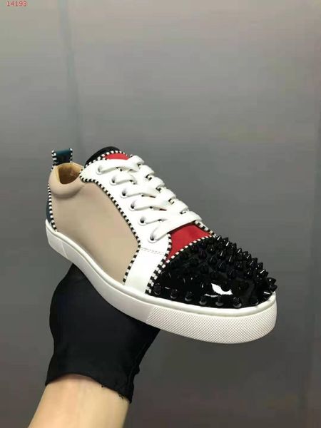 

2016 designer shoes mens sandals fashion luxury nail loubou designer women shoes new tin black sneakers red bottom diamond