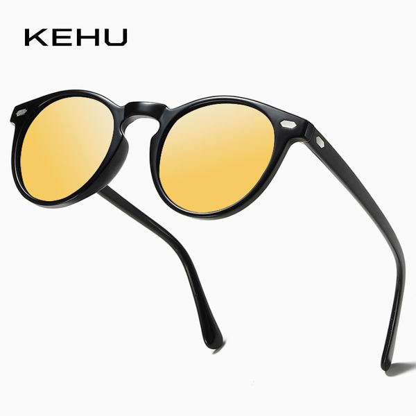 

kehu driving anti-high beam glare night vision polarized sunglasses for men women tr90 frame round sun glasses uv4 goggles kh22, White;black