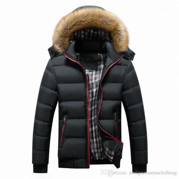 

mens coats thick long sleeve hoode mens down jackets casual wool male outerwear patchwork color winter, Black