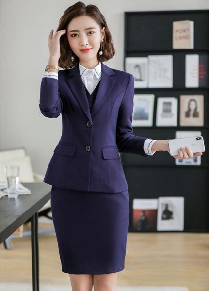 

formal female skirt suits for women business suits blazer and and jacket sets ladies work wear uniforms purple, White;black