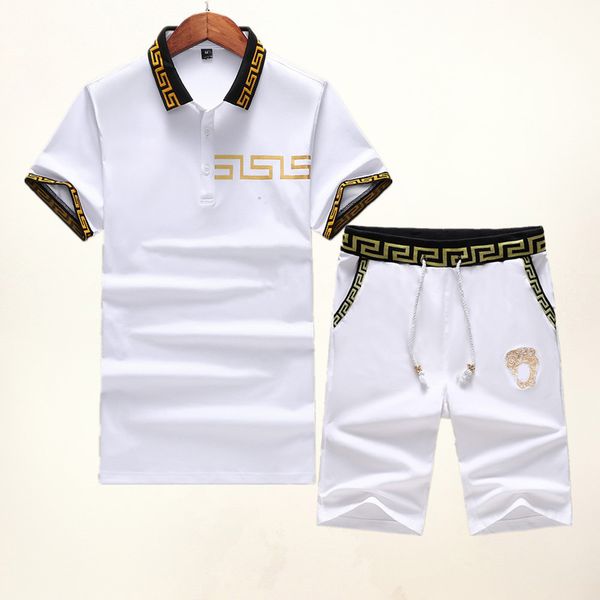 

mens designer fashion tracksuit embroidery luxury summer sportswear short sleeves pullover jogger pants suits o-neck sportsuit, Gray