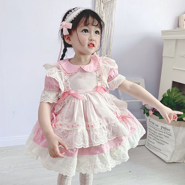 

2020 baby girls dress spain clothes, Red;yellow