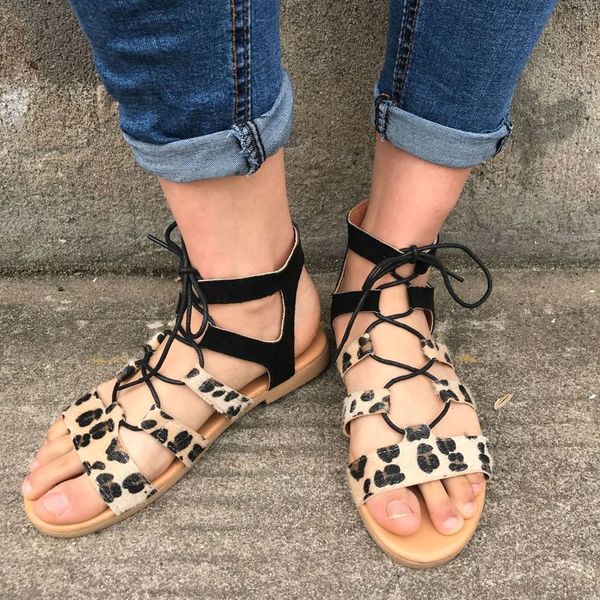 

women's suede soft bottom flat sandals summer women's shoes casual gladiator sandals large size 43 beach shoes women, Black