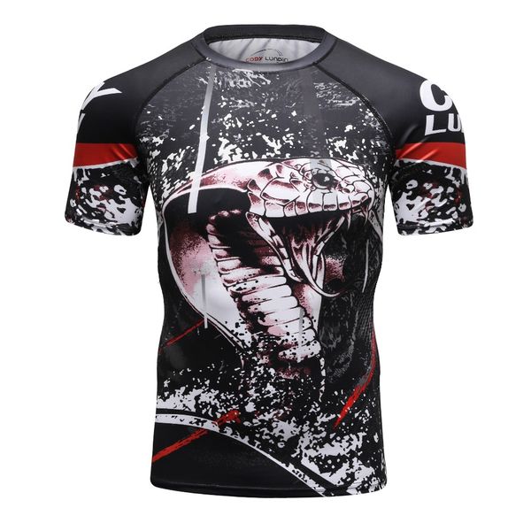 

ufc t shirt men's cobra quick dry compression shirt short sleeves fitness bjj mma tights clothing bodybuild cross fit tees, White;black