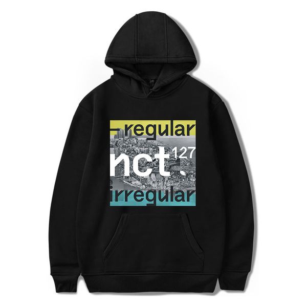 

kpop nct 127 fleece hoodie casual pullover men women hip hop hoodies and sweatshirts plus size harajuku hooded sweatshirt, Black