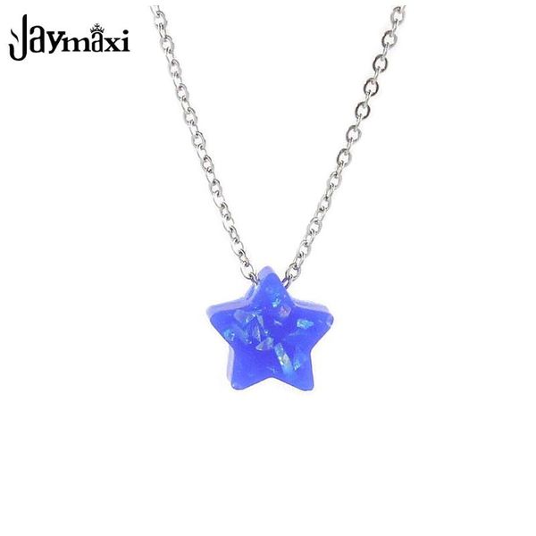 

jaymaxi 10мм звезда opal ожерелье мода простые синтетический star opal ожерелье из нержавеющей стали цепи wholesales 2piece / серия, Silver