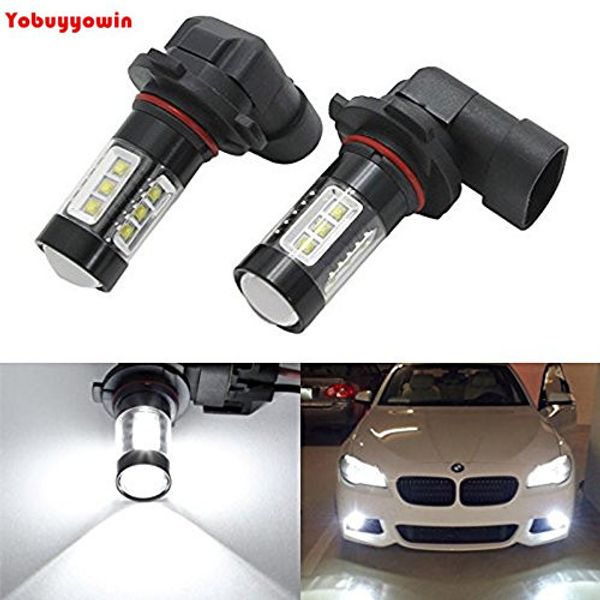 

2 pcs car auto 80w cree chips 16 led smd hb4 9006 hb3 9005 9012 hir2 white courir lampe phares brouillard phares ampoule dc12v