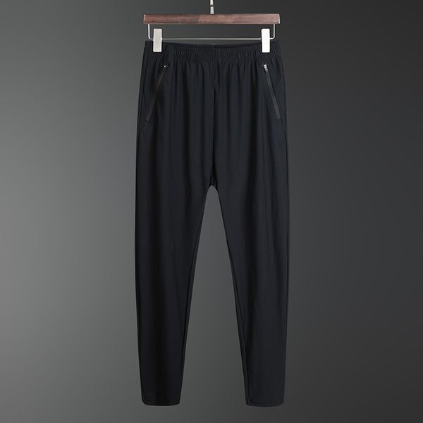 

men's pants 2021 summer mens casual elastic waist trousers breathable soft stretch ice silk solid joggers men clothing ropa de hombre, Black