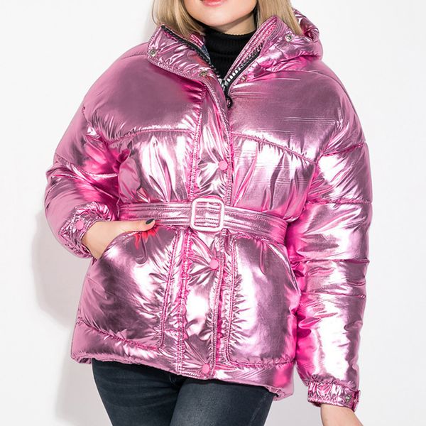 

2019 new women winter glossy cotton parka women waterproof coat jacket plus size  loose winter warm thick parka jacket, Black