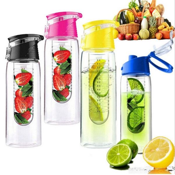 

four colors of plastic transparent cup creative fruit cup portable outdoor sports cup flat bottom cups t3i5231