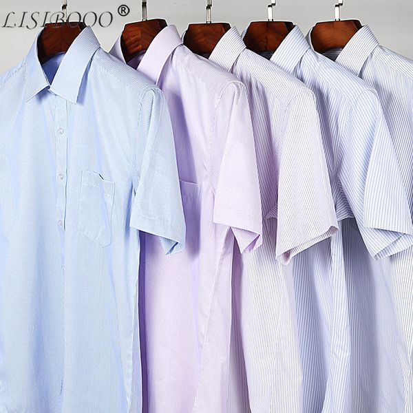 

lisibooo new mens short sleeved shirt professional business dress shirt male striped men workout white, White;black