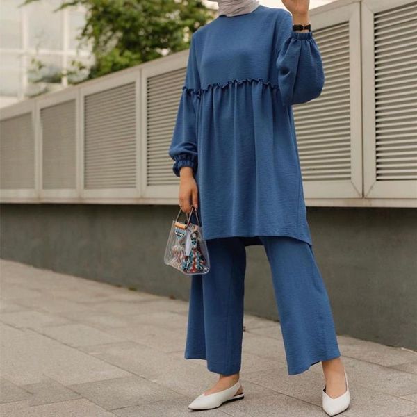 

wepbel middle east large robe muslim women's suit arab girls' clothing arab dubai two piece set and pants muslim women set, White