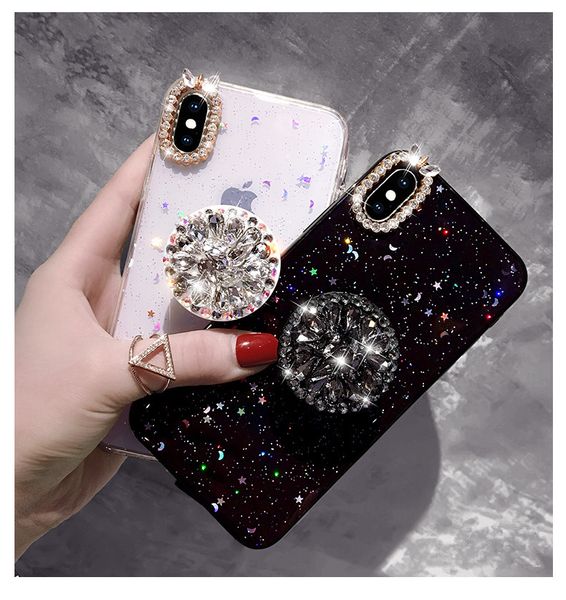 

luxury glitter diamond phone cases soft back cover protector with stand holder for iphone 11 pro max x xr xs max 7 7plus 8 8plus 6s plus
