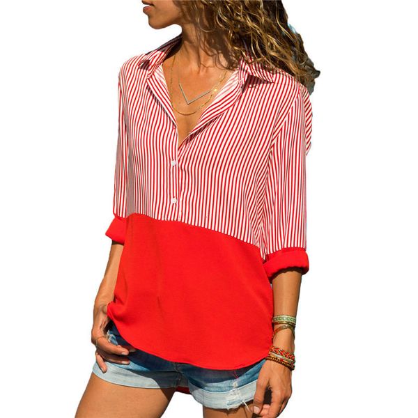 

womens women blouses women 2019 striped blouse and blouses long sleeve turn down collar office shirt blusas tunique femme, White