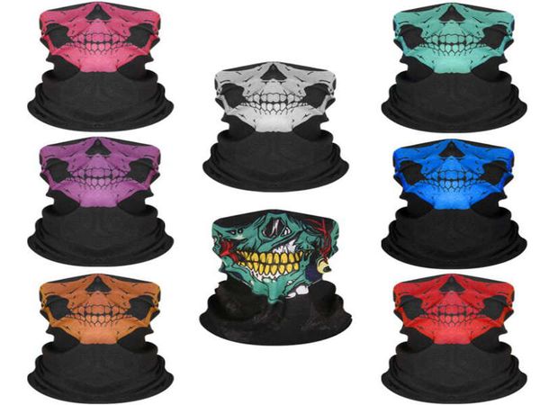 8 Farben Halloween-Maske Scary Festival Schädel Masken Skeleton Außen Motorrad-Fahrrad-Multi-Masken-Schal Halbmaske Cap Hals Geist Gesundheit