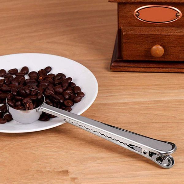 

10 pcs scoop with clip,2-in-1 stainless steel coffee scoop and bag clip for measuring coffee, tea,protein powder, instant drin