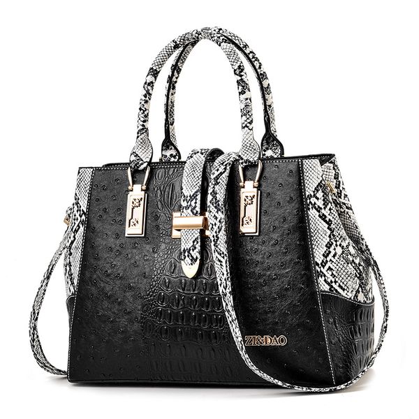 

2019 new women's fashion hand bill of lading shoulder slung large capacity bag crocodile pattern bag womens bags handbags