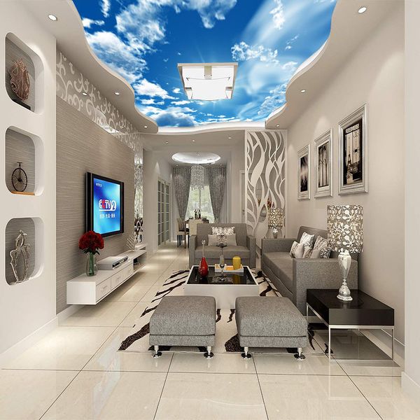 

3d large mural ceiling wallpaper blue sky white clouds starry sky natural scenery ceiling l hallway living room wall covering